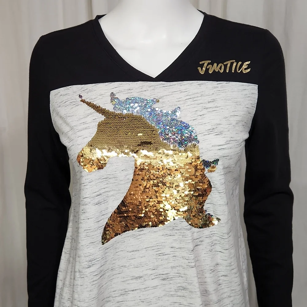 Justice Active Unicorn Sequin Long Sleeve Tee